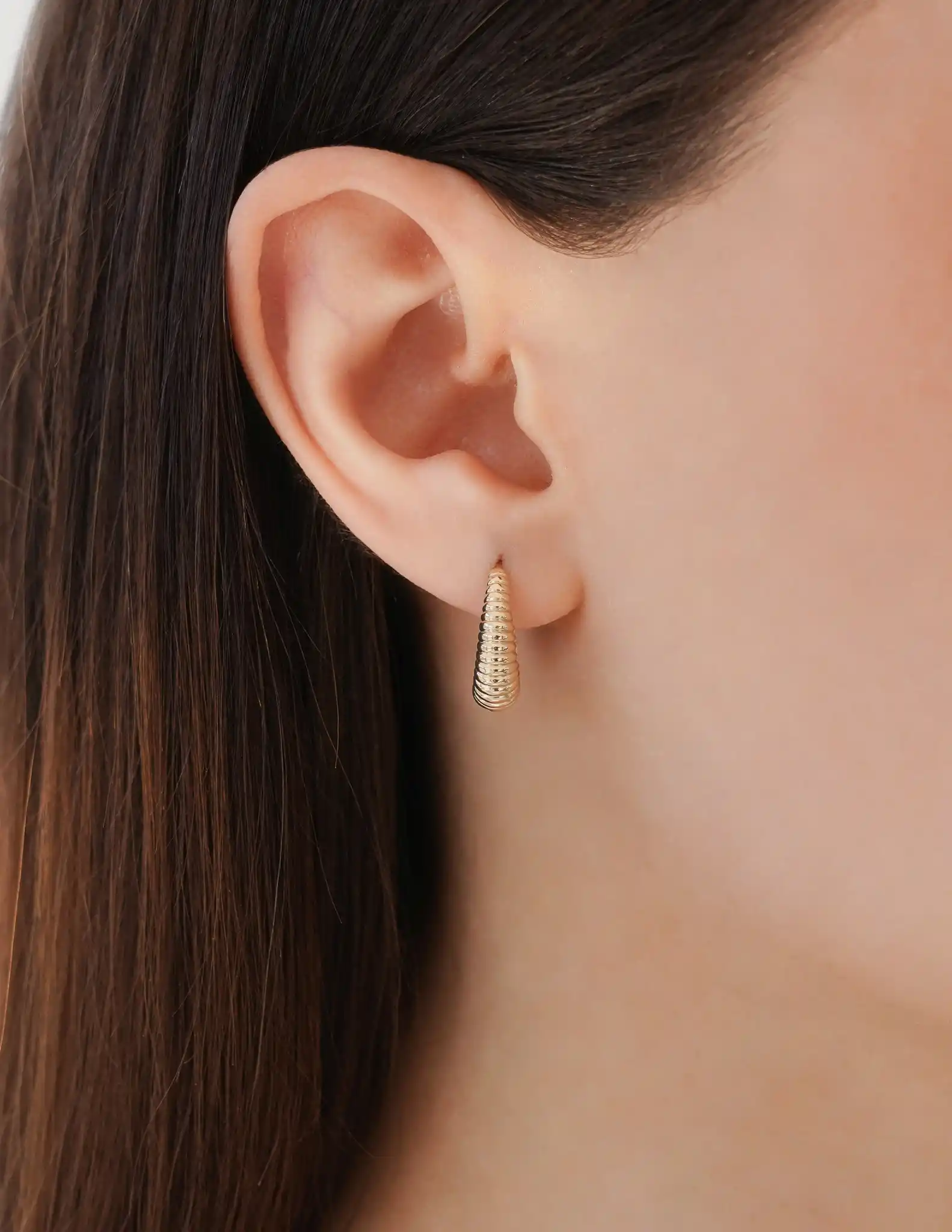 Çizgili Altın Halka Küpe