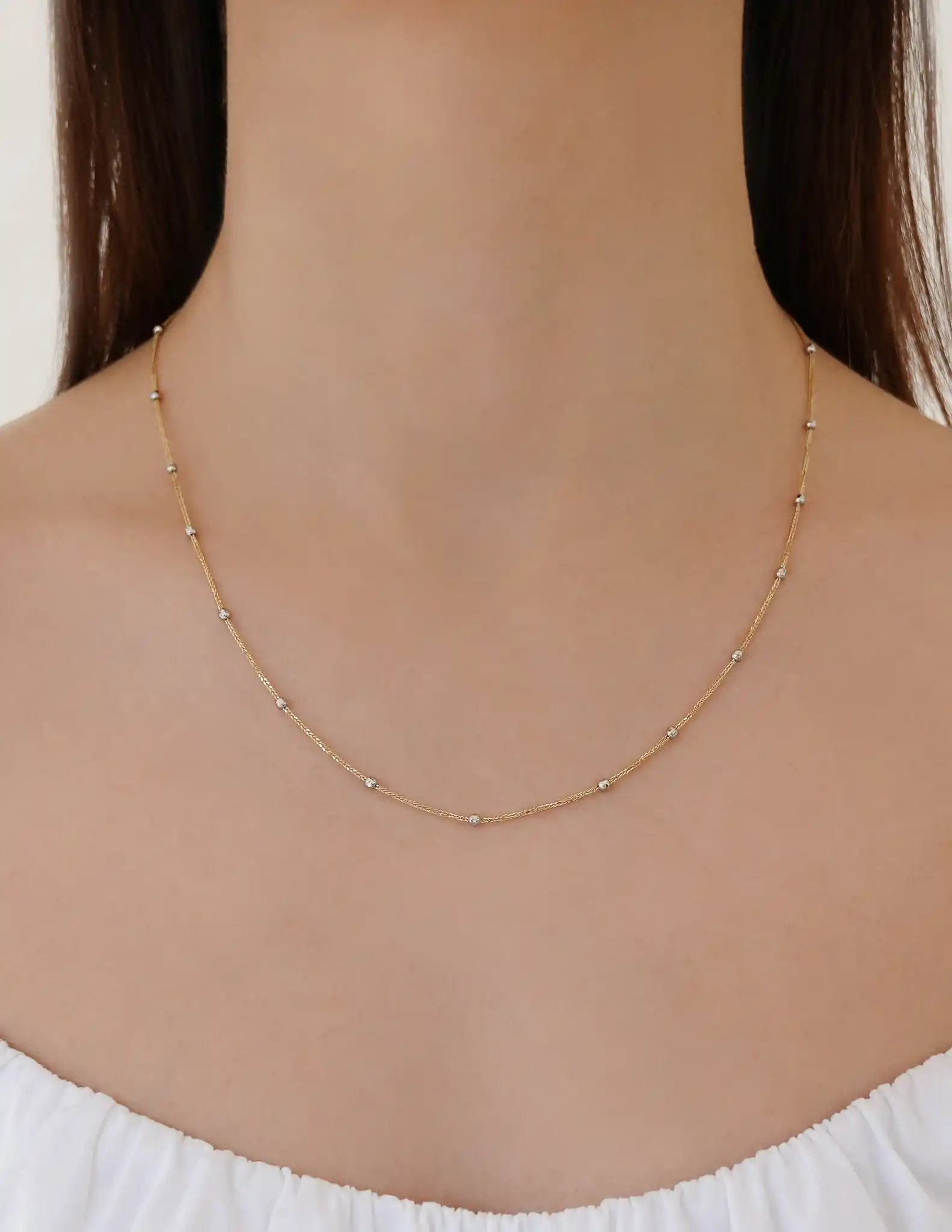 Beyaz Altın Toplu Zincir Kolye