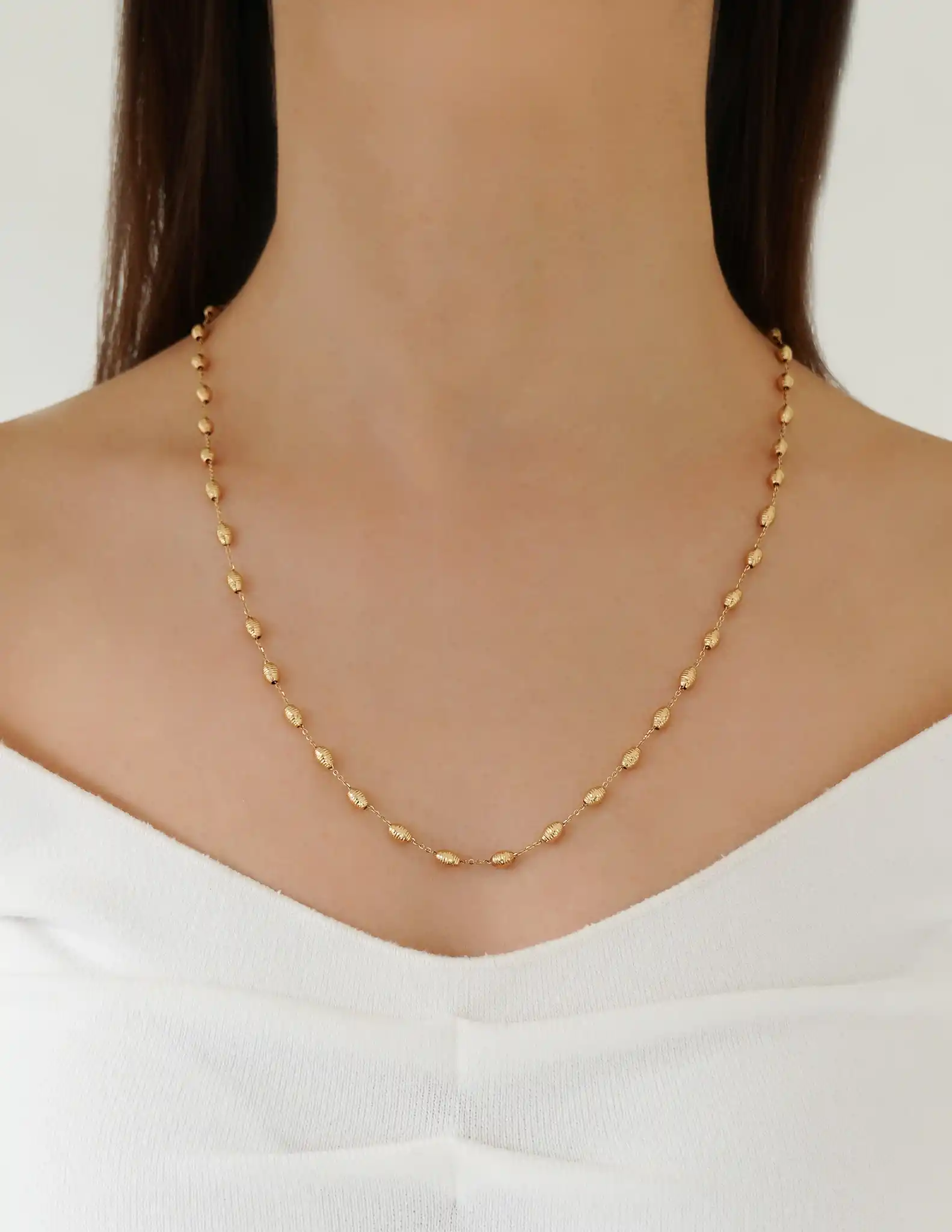 Kalemli Yassı Dorika Toplu Altın Zincir Kolye