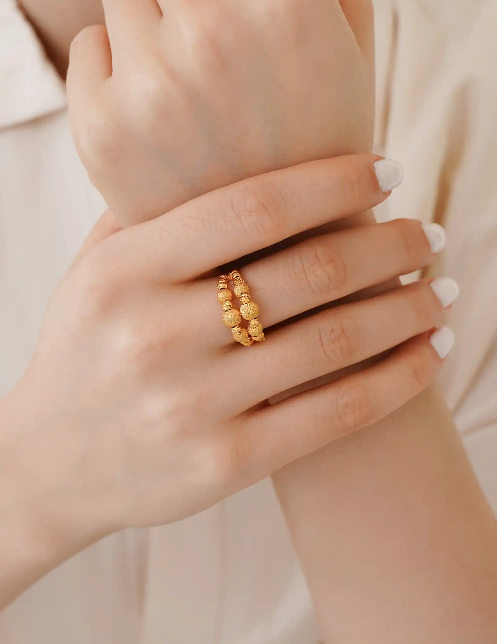 22 Ayar İki Sıralı Dorika Toplu Yüzük