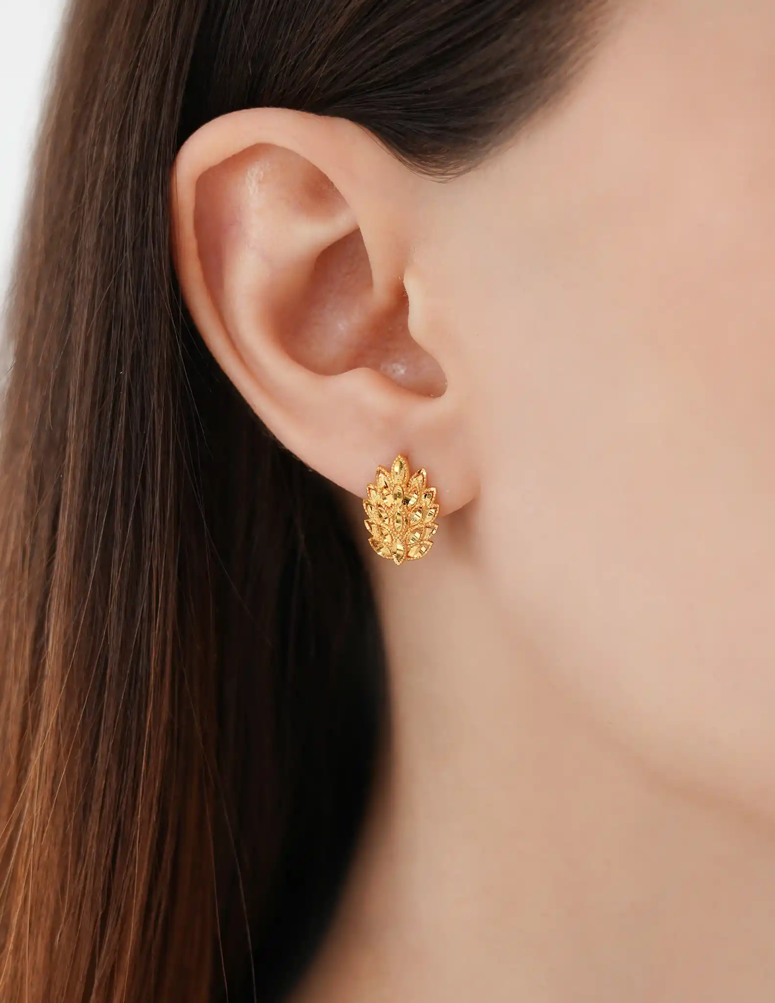 22 Ayar Altın Yaprak Küpe