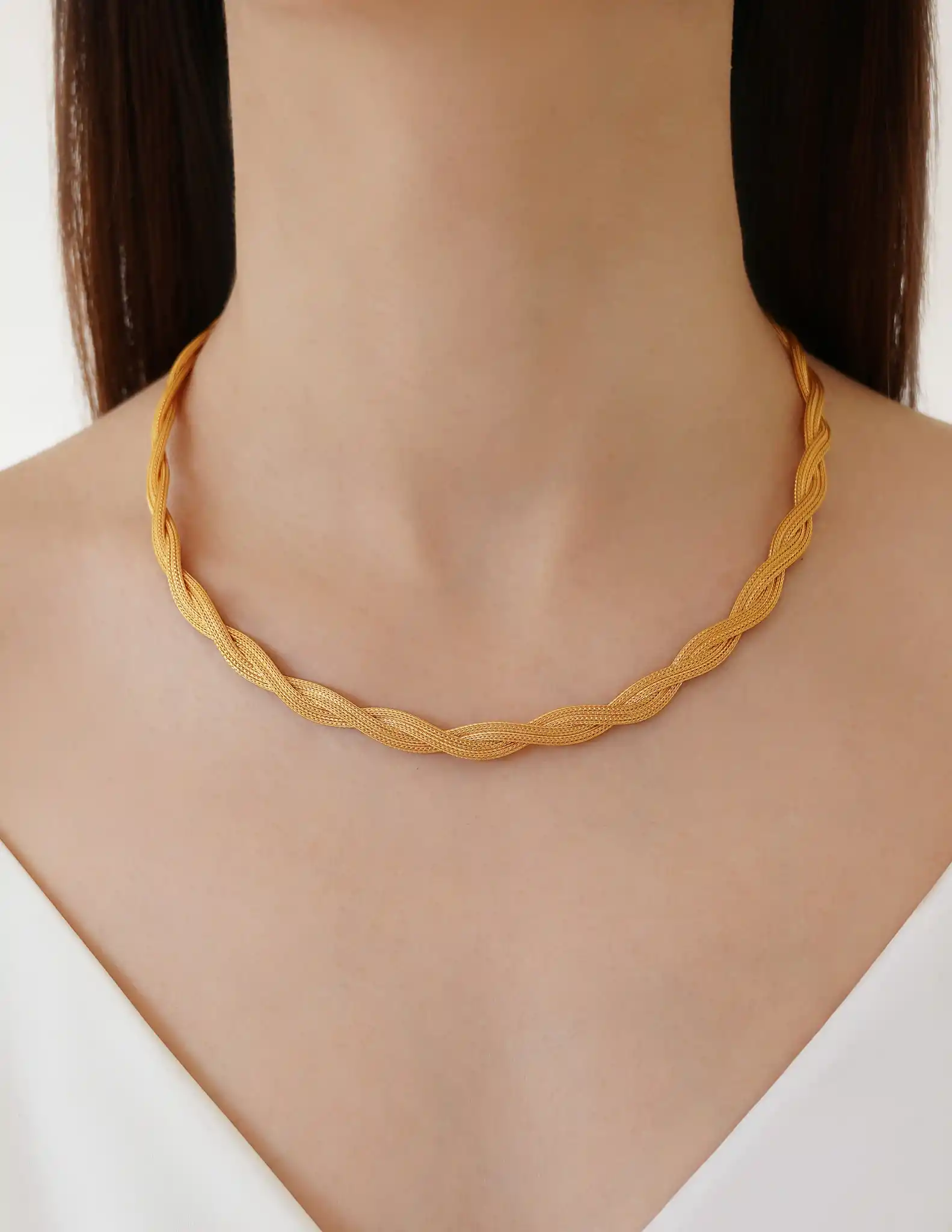 22 Ayar Altın Örgü Kolye