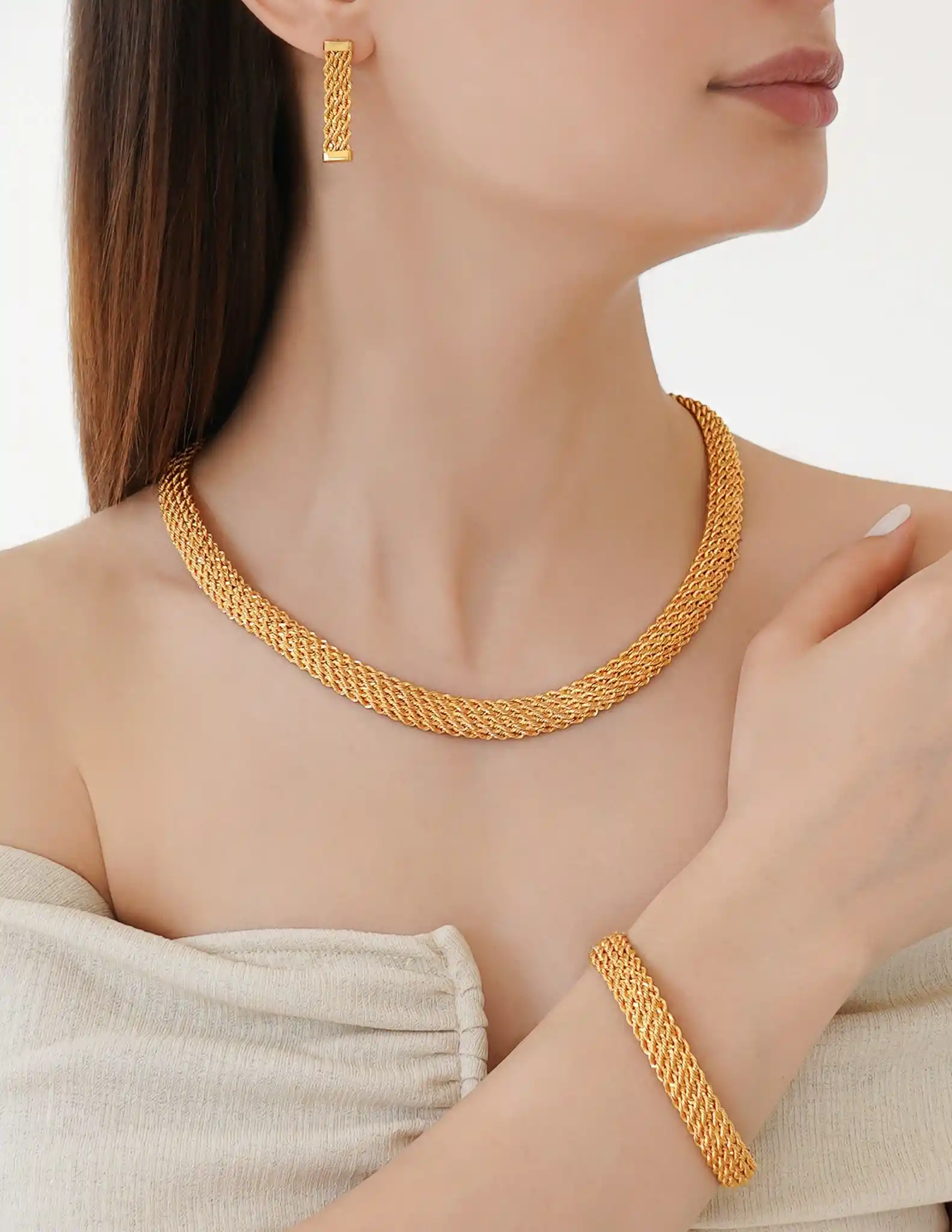 22 Ayar Altın Örgü Model Kolye