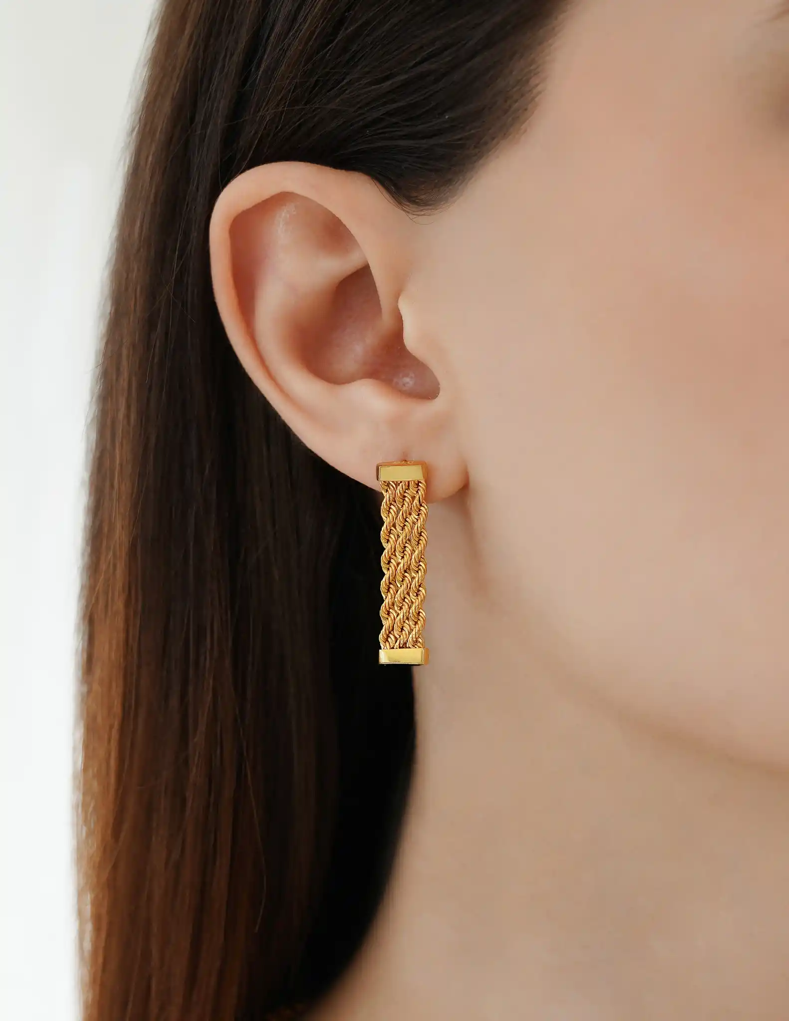 22 Ayar Altın Örgü Model Küpe