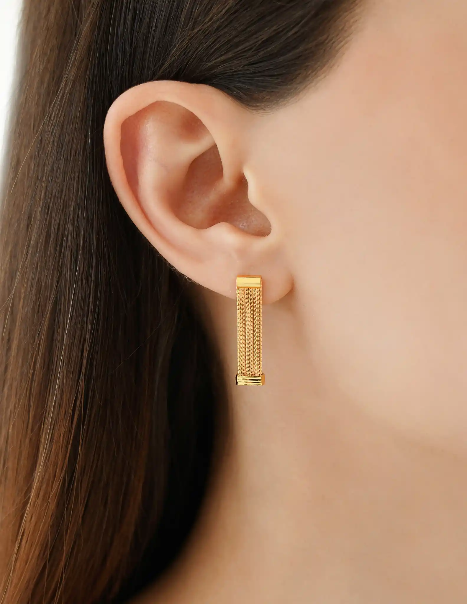 22 Ayar Altın Hasır Küpe