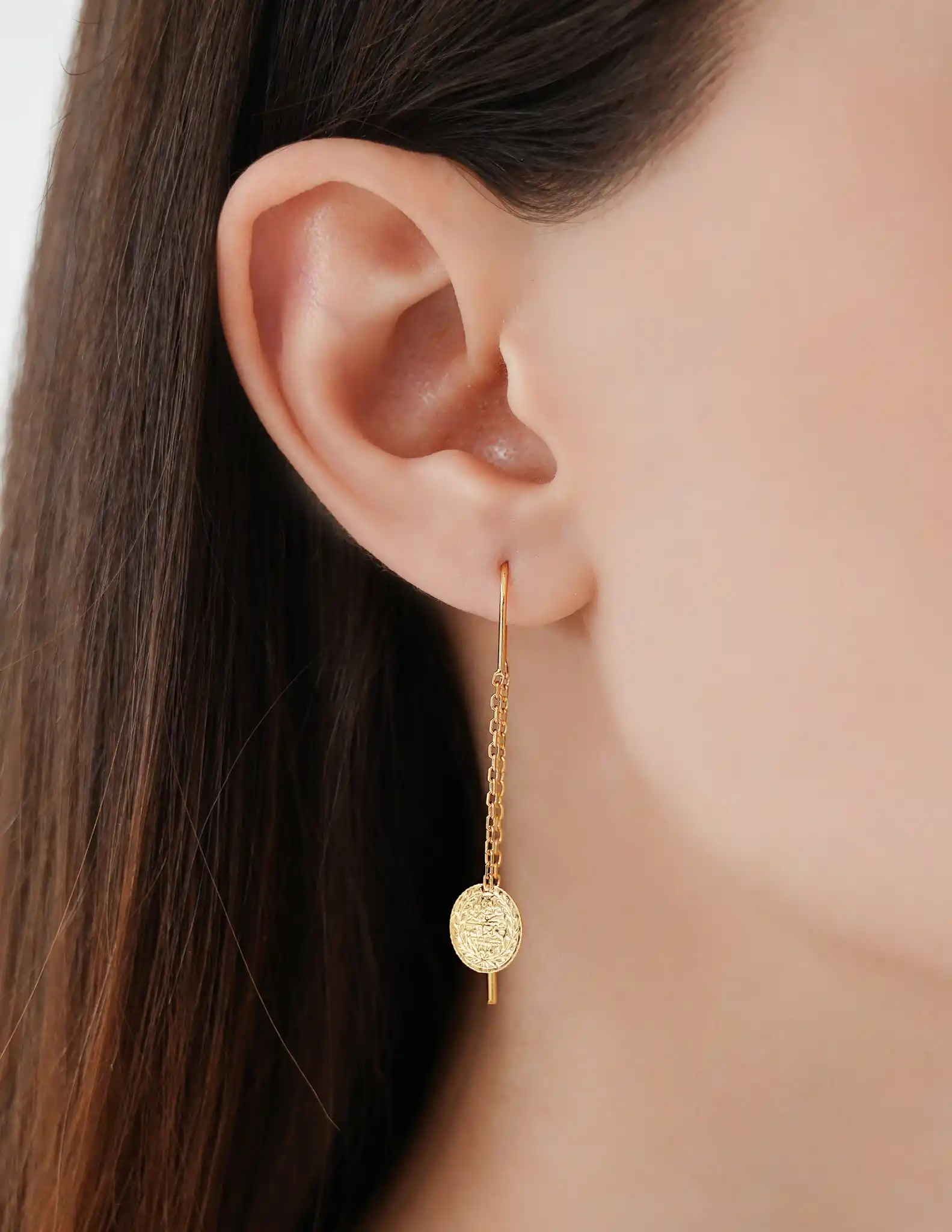 22 Ayar Tuğralı Altın Küpe