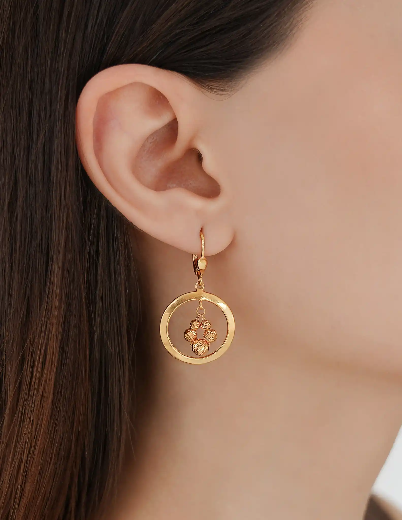 22 Ayar Altın Dorika Toplu Halka Küpe