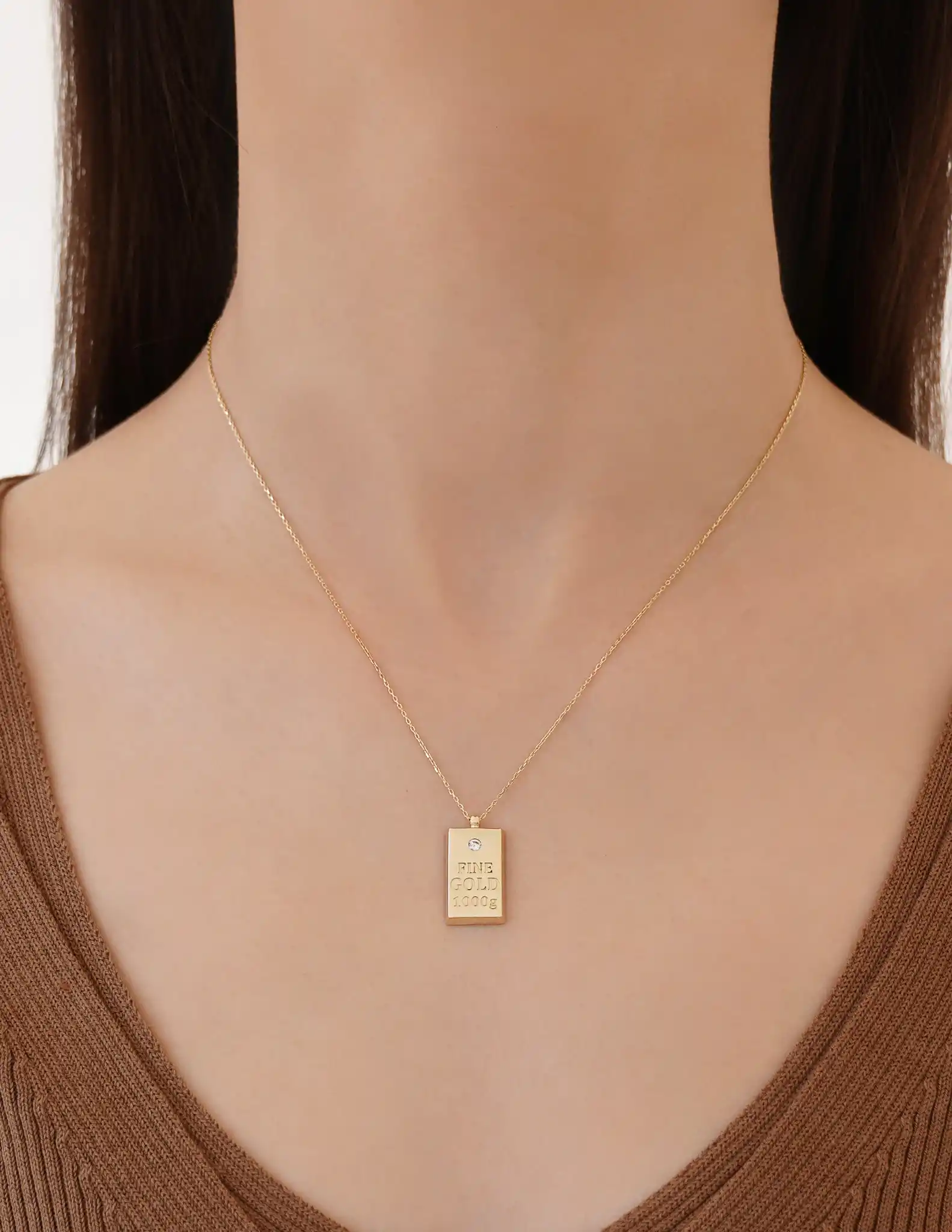 Altın Külçe Model Kolye