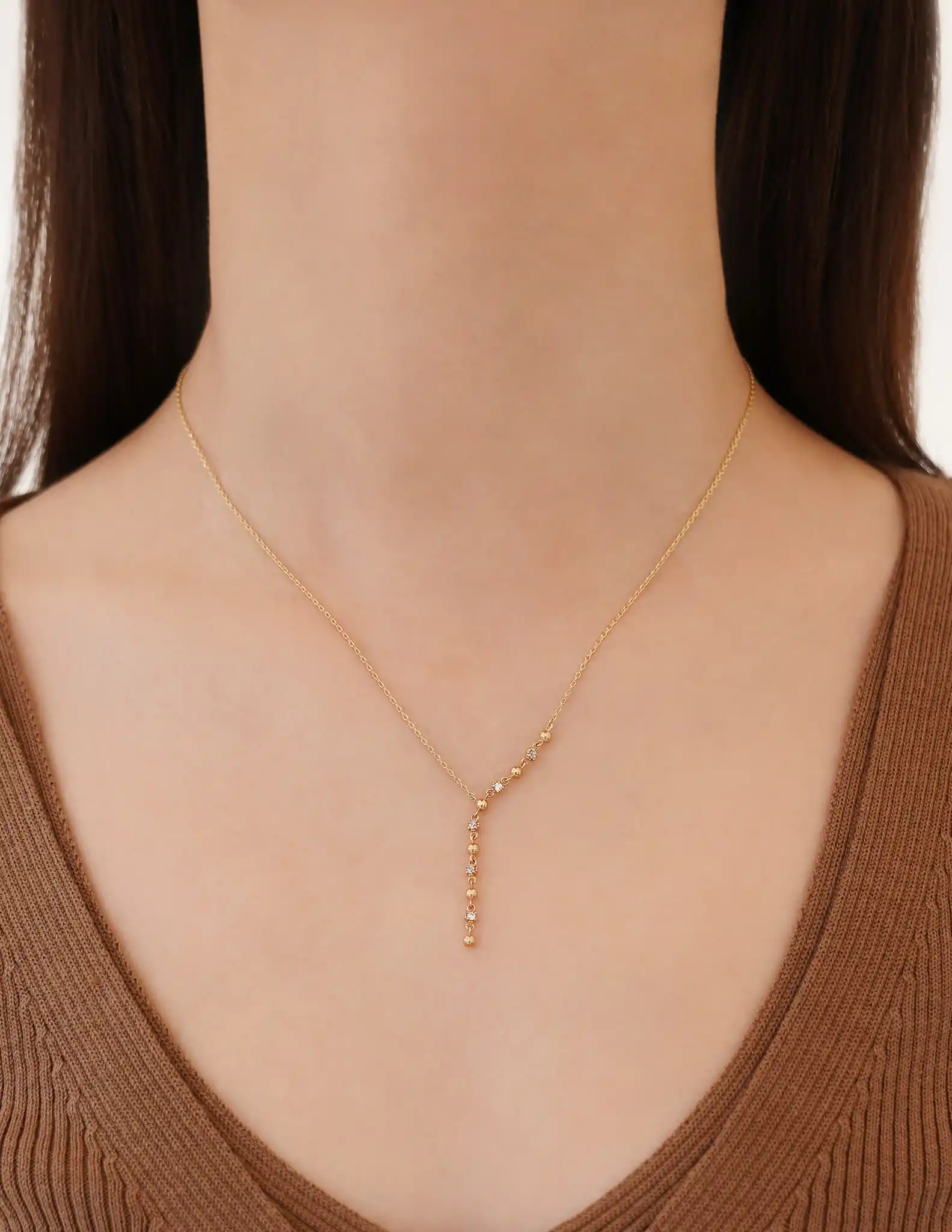 Altın Taşlı Mini Toplu Kolye