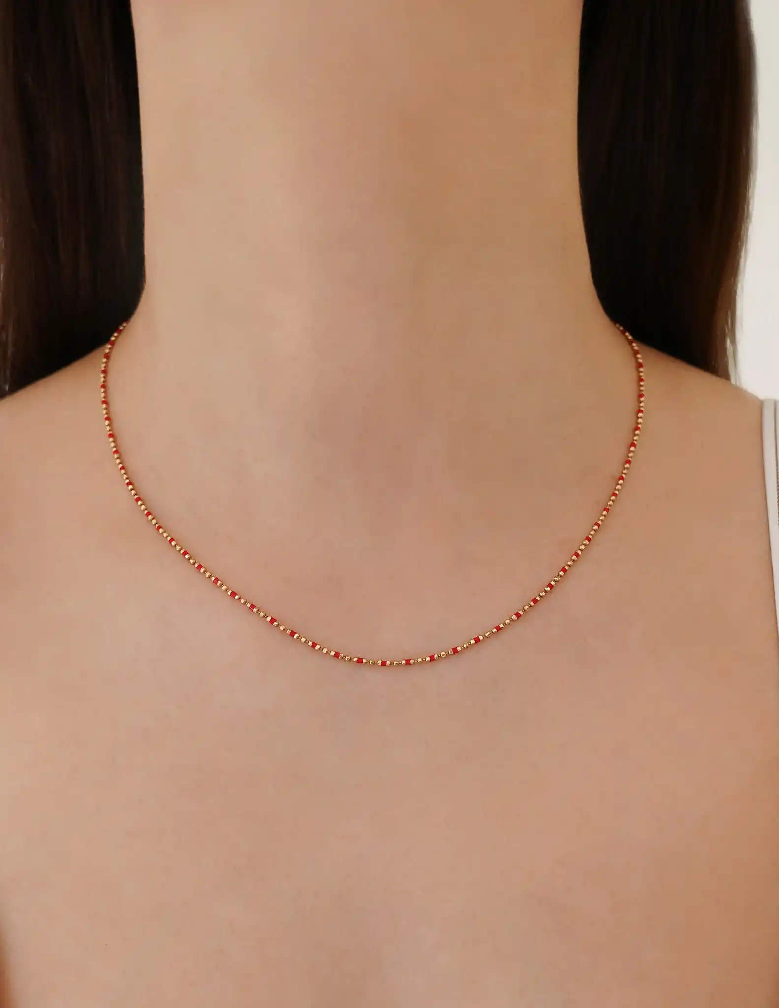 Kırmızı Mineli Mini Kapsül Zincir