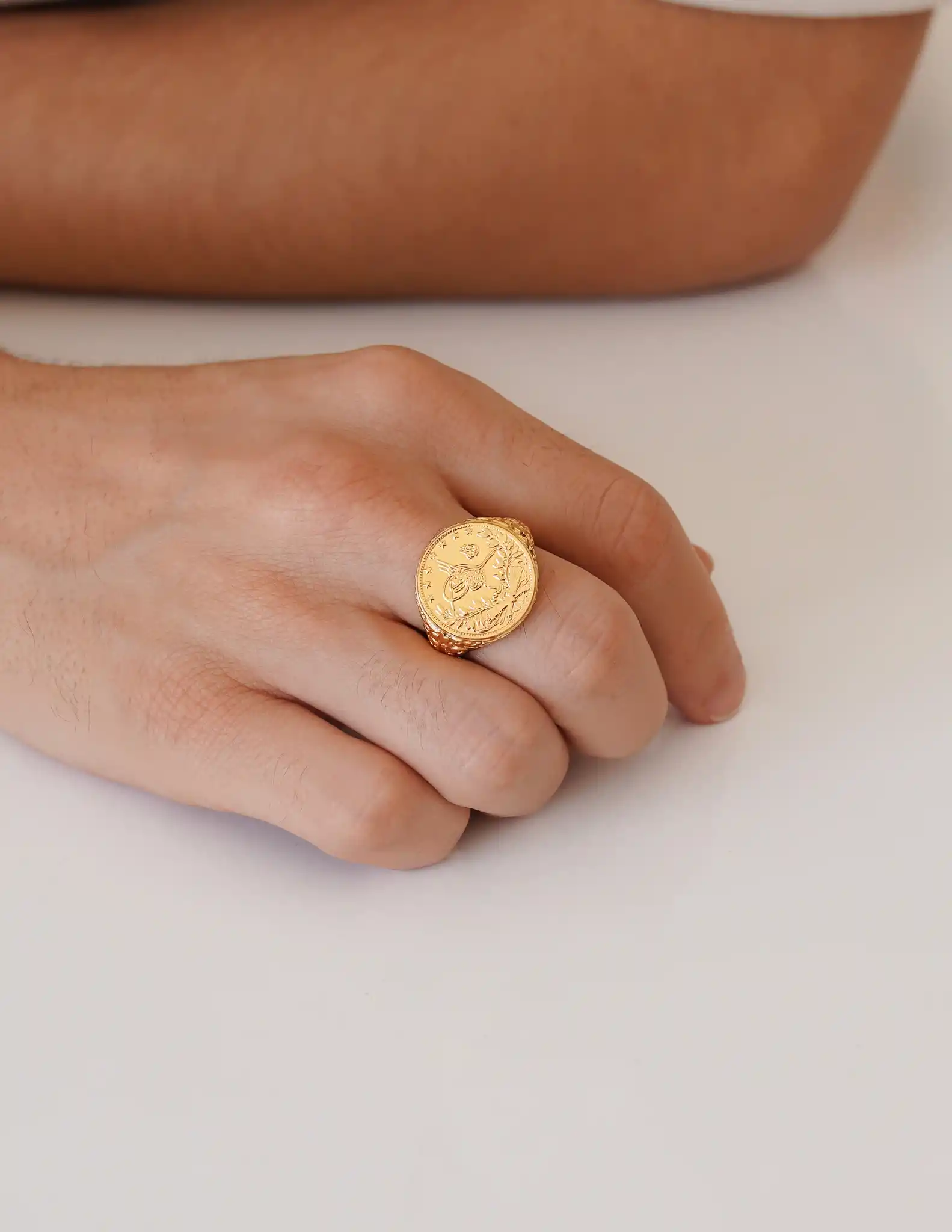 Tuğralı Altın Erkek Yüzük