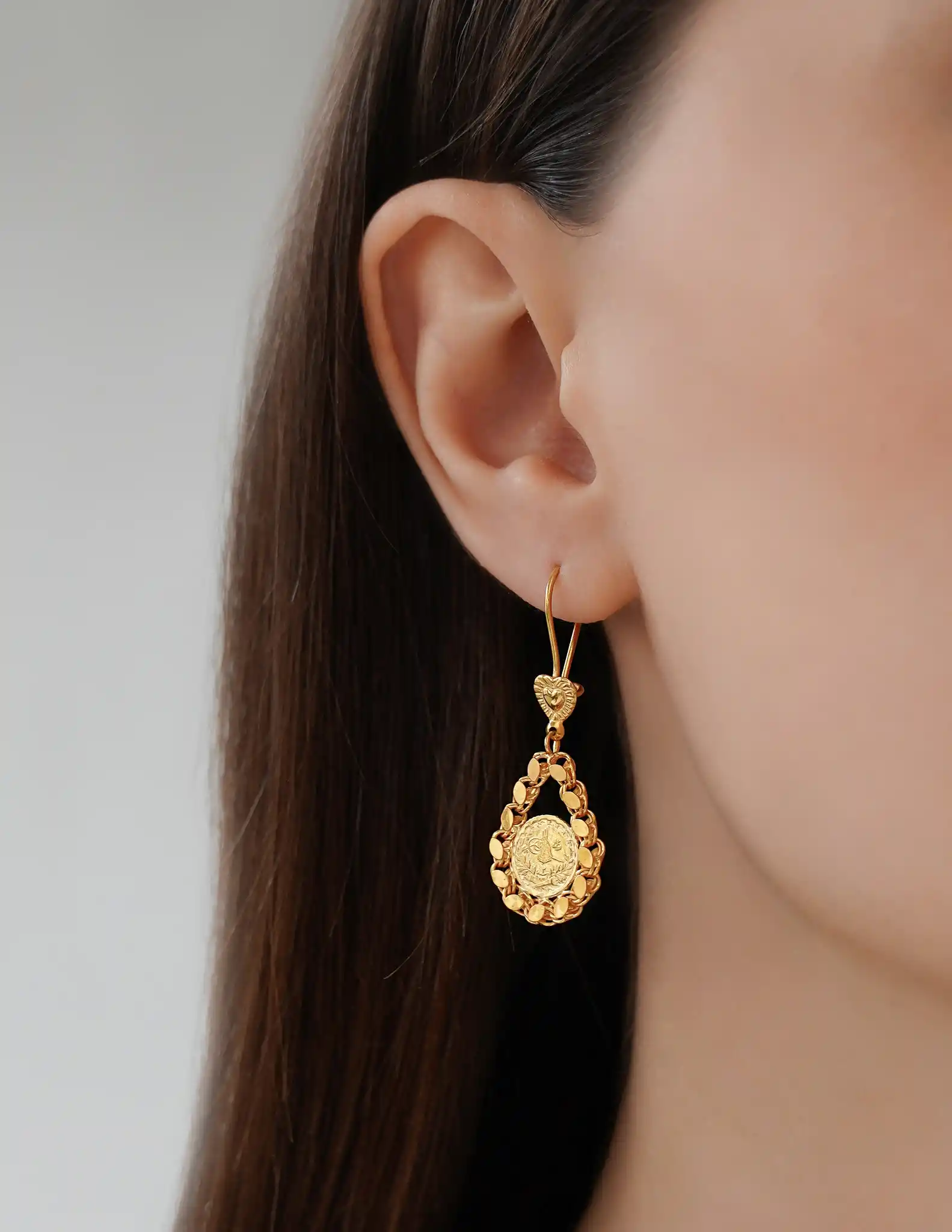 22 Ayar Pul Zincirli Reşat Altın Küpe