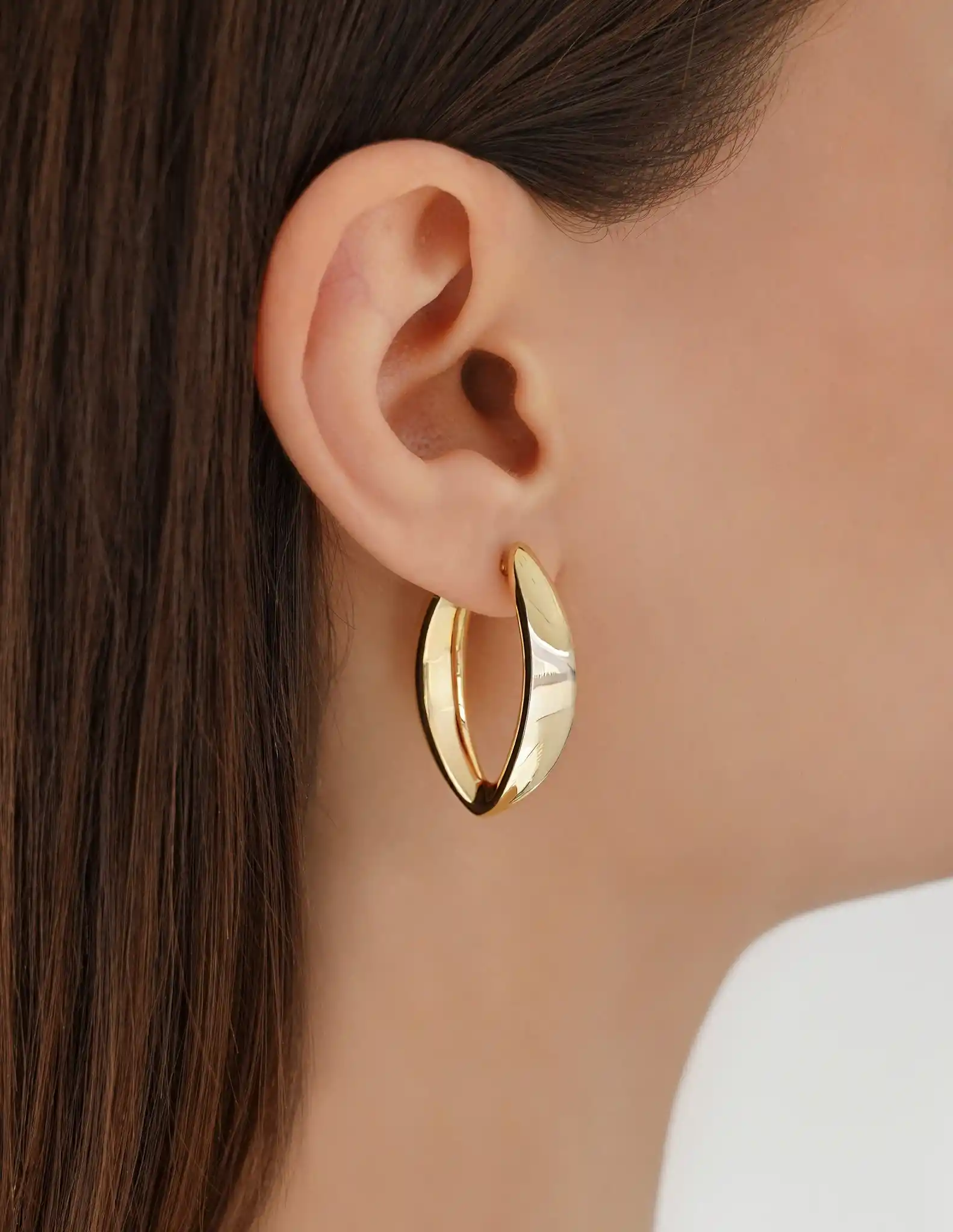 Bold Oval Halka Altın Küpe