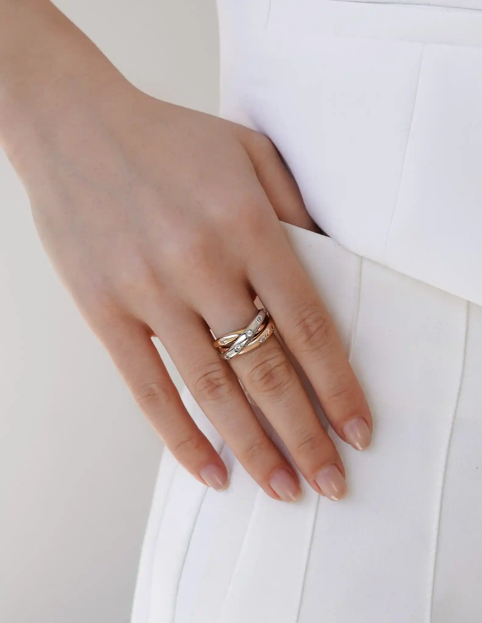 Üç Renk Taşlı Altın Yüzük