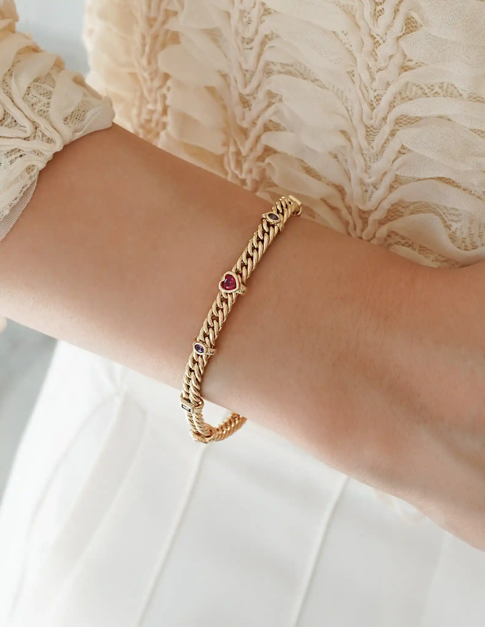 Renkli Taşlı Gurmet Zincir Bileklik