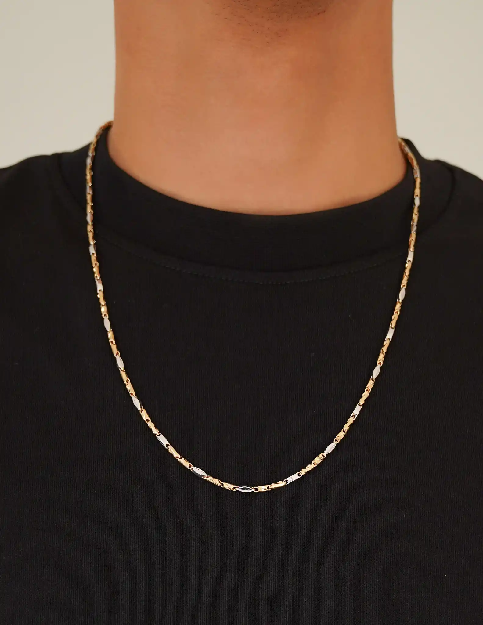 Beyaz Altın Detaylı Erkek Zincir