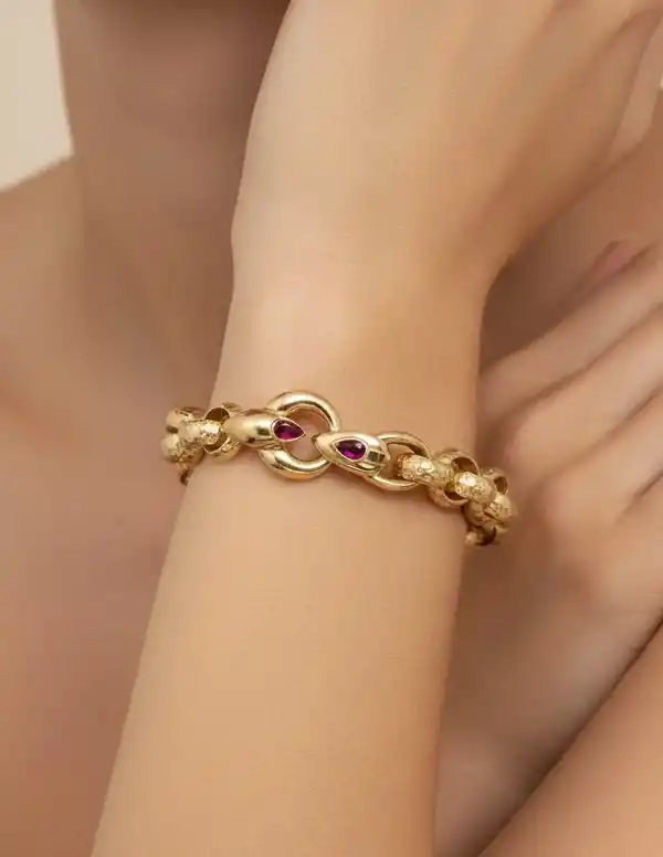 Dövme Halkalı Altın Zincir Bileklik