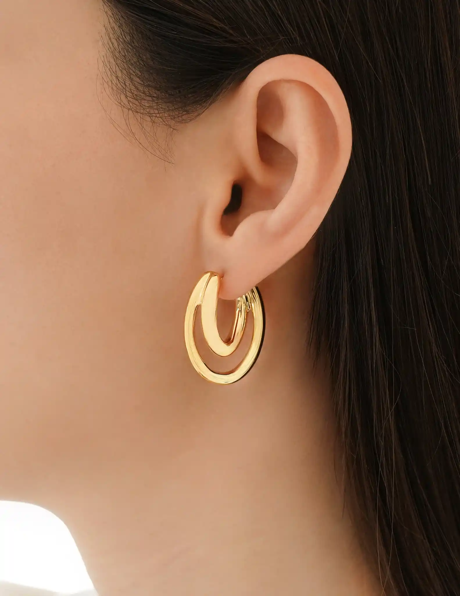 İkili Oval Halka Küpe