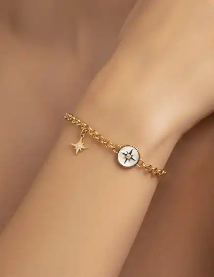 Kutup Yıldızı Sallantılı Altın Bileklik
