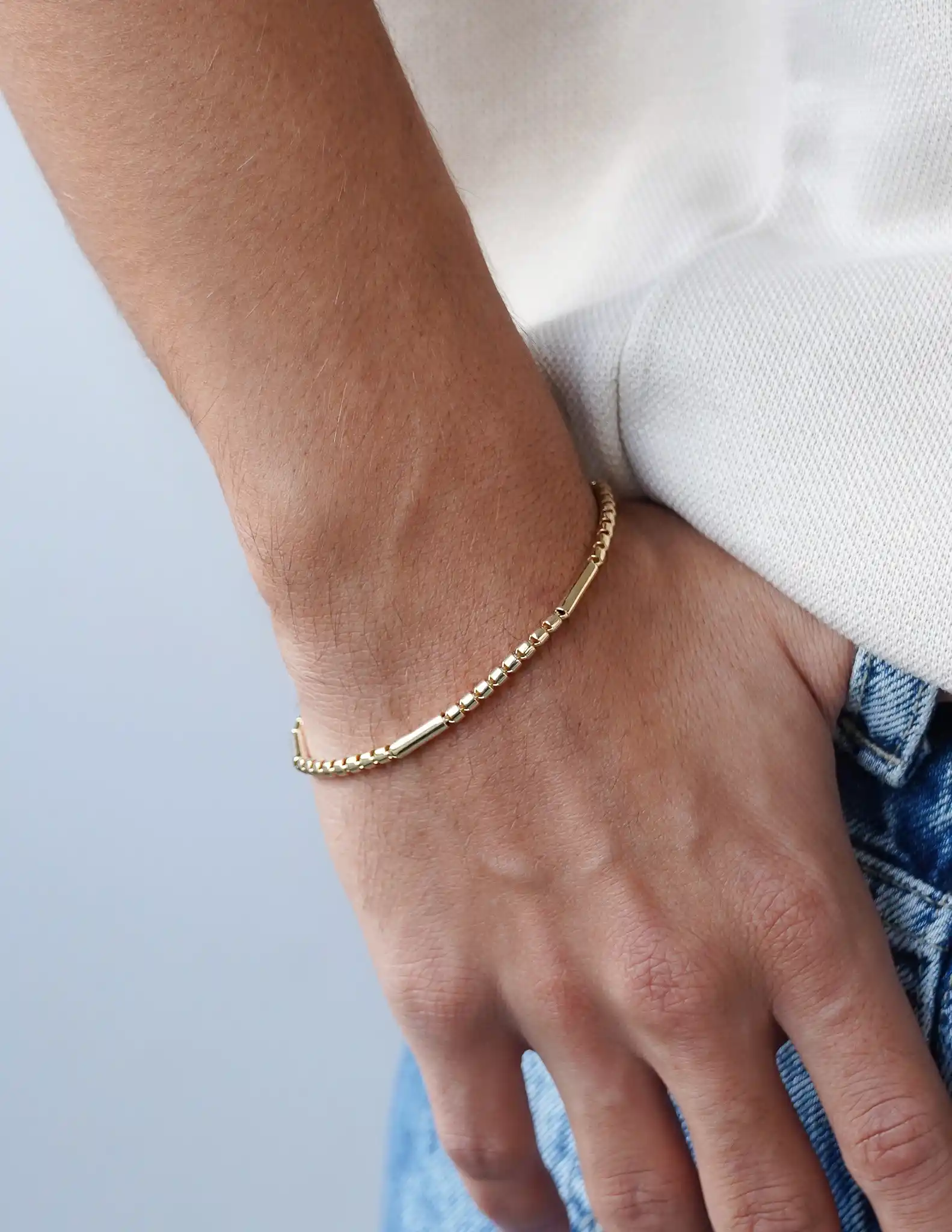 Line Altın Erkek Bileklik