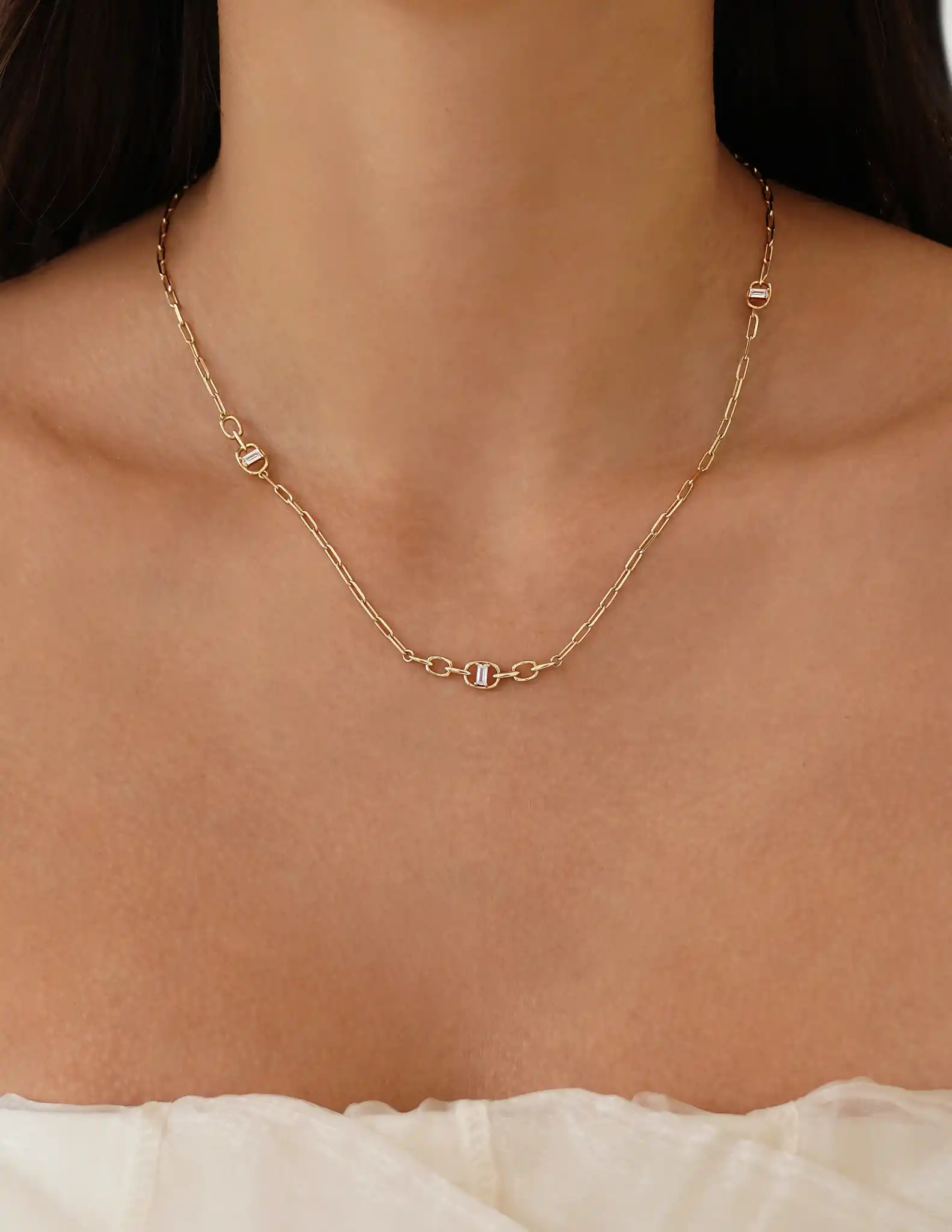 Mini Baget Taşlı Ataç Zincir