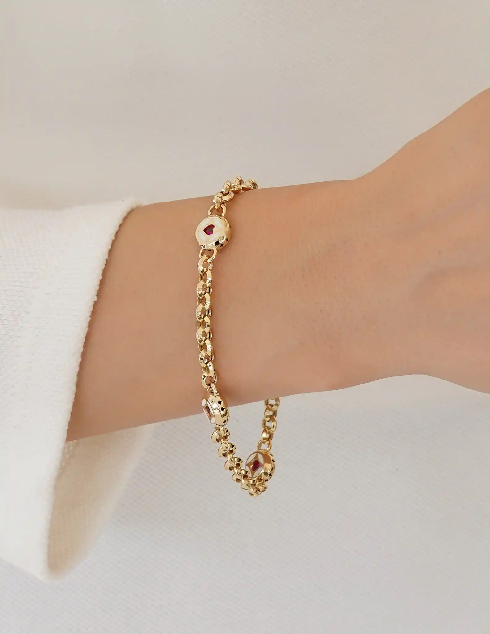 Mini Taşlı Kalp Zincir Bileklik