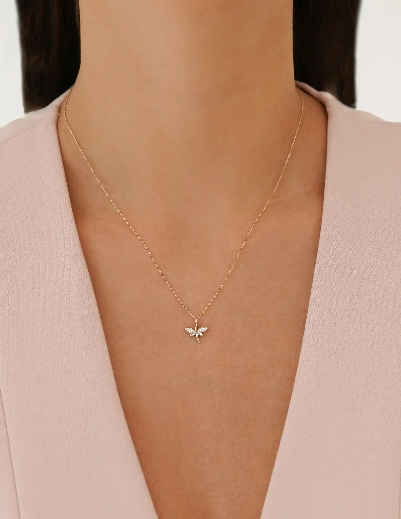 Mini Taşlı Kelebek Kolye