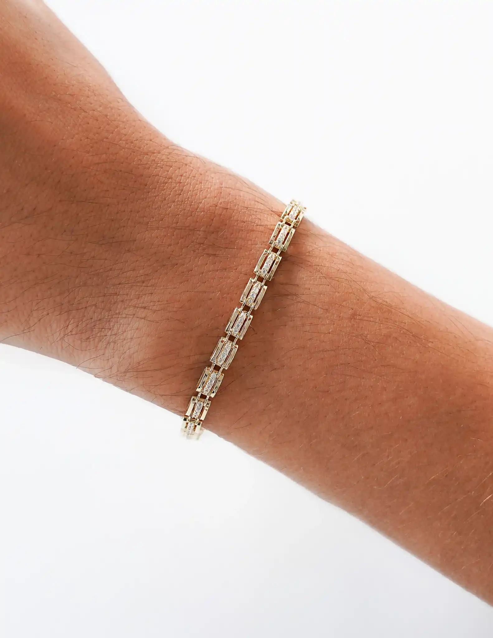 Taş Detaylı Altın Erkek Bileklik