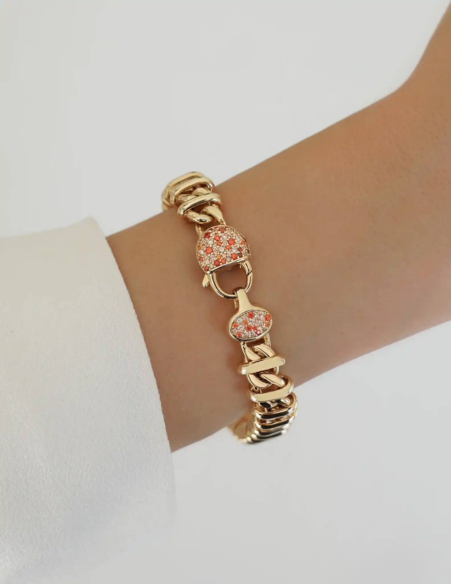 Taş Detaylı Çizgi Zincir Bileklik