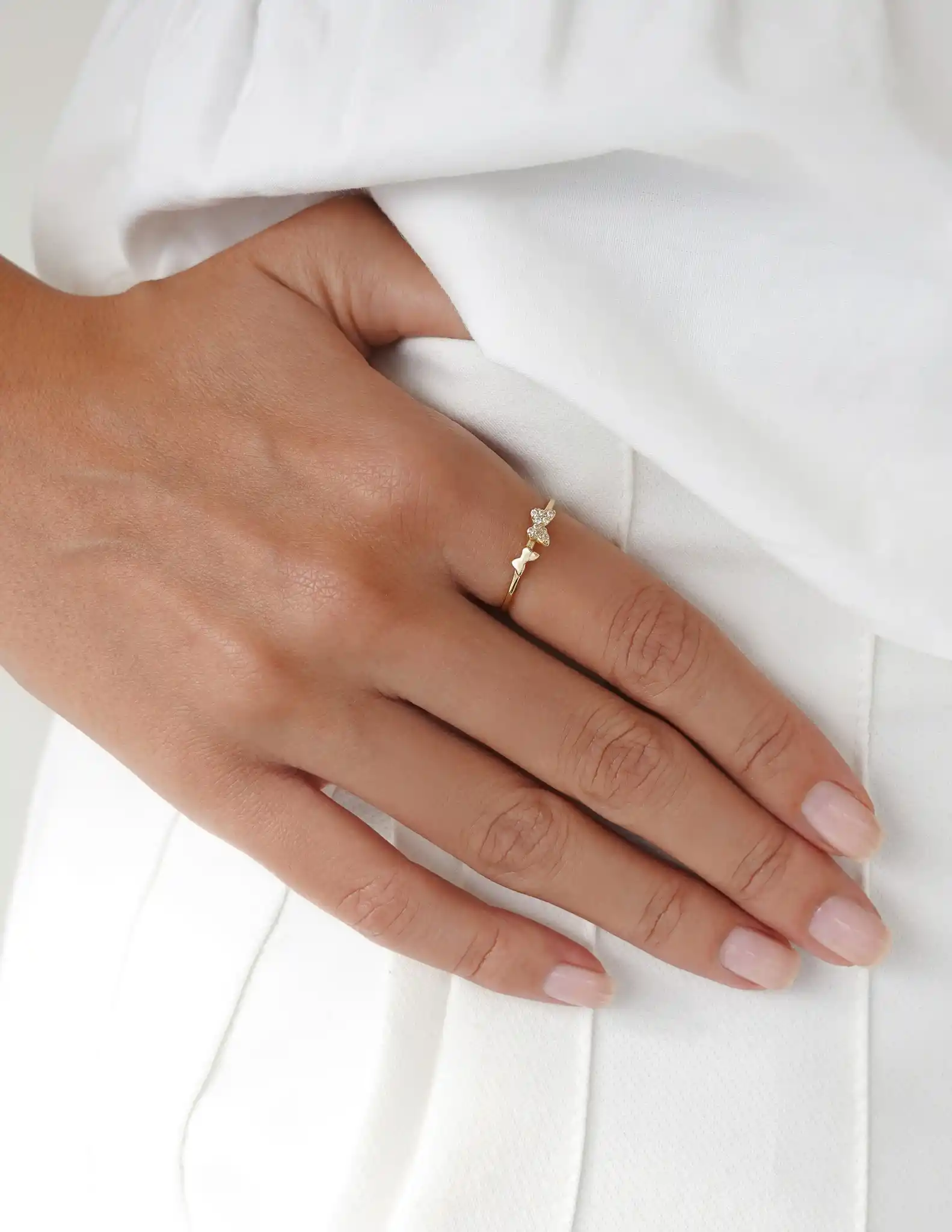 Taşlı İkili Kelebek Yüzük