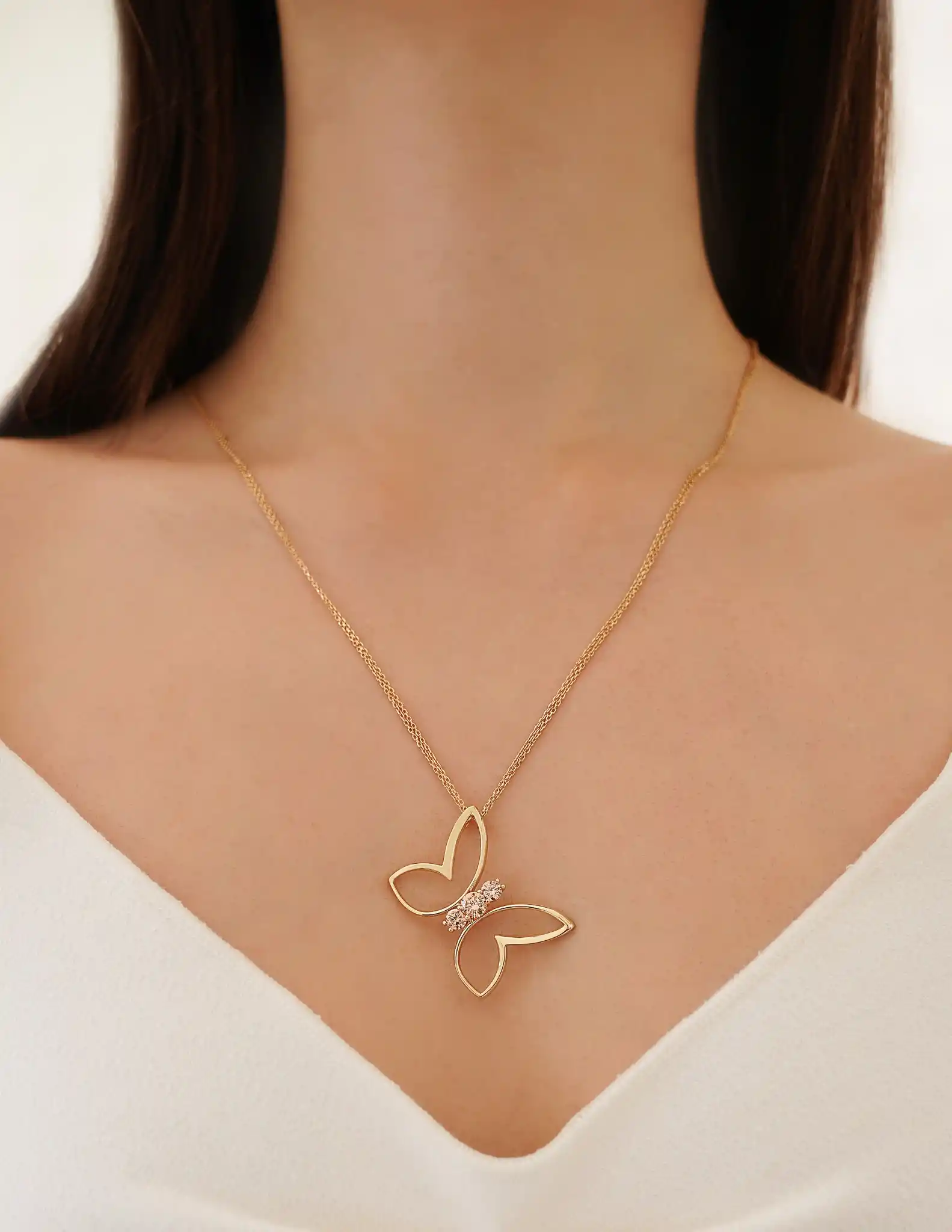 Taşlı Maxi Kelebek Kolye