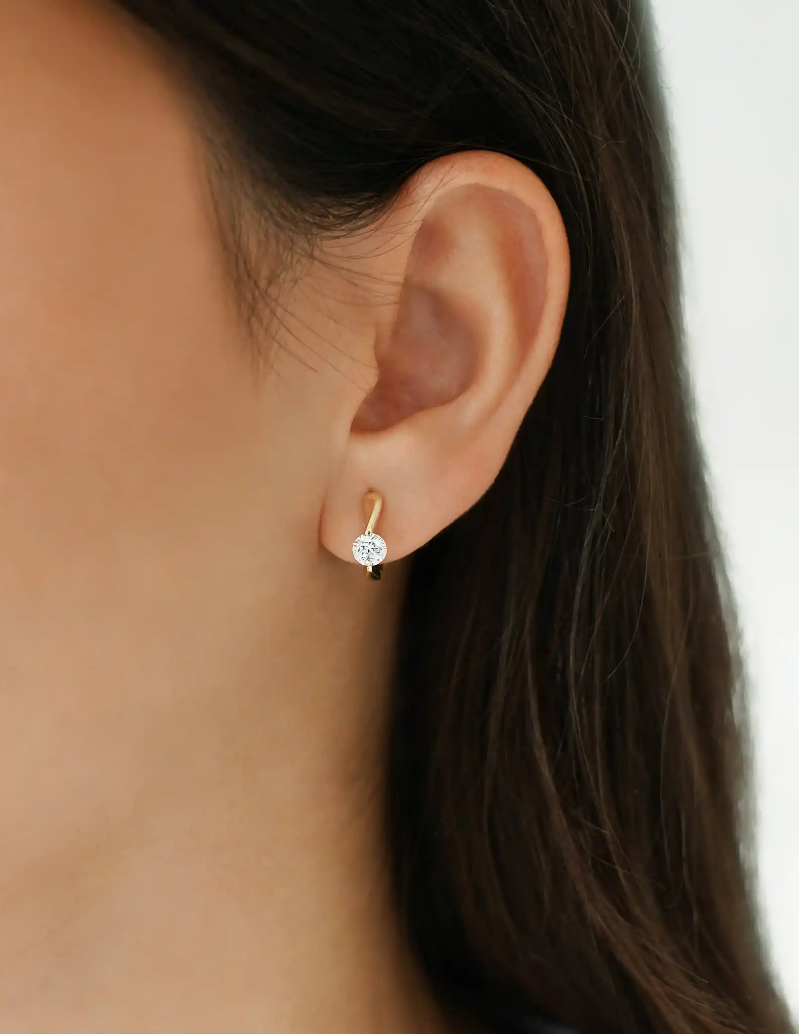 Tektaşlı Altın Halka Küpe