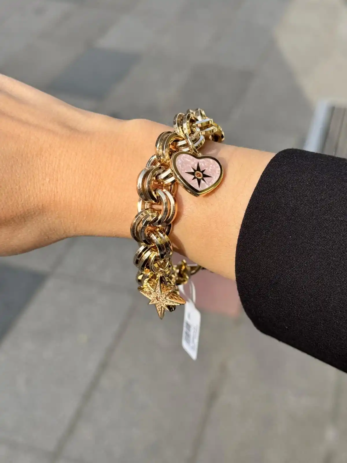 Yıldız Kalp Charmlı Altın Bileklik