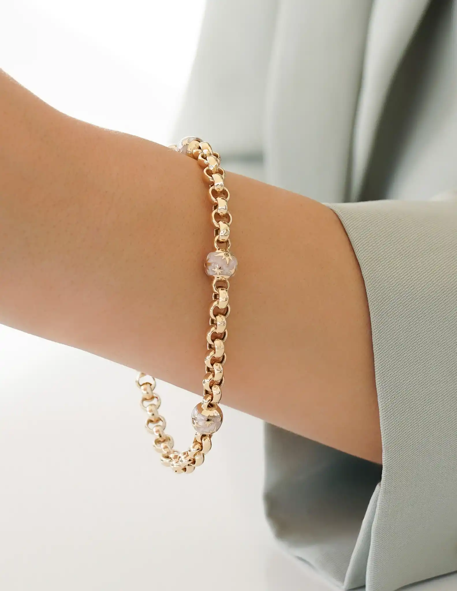 Yıldız Mineli Altın Zincir Bileklik