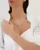 Beyaz Altın Taşlı Küpe