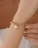 Mineli Kalp Sallantılı Altın Zincir Bileklik