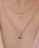 İkili Taşlı Altın Kalp Kolye