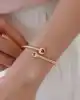 Taşlı İkili Kalpli Kelepçe Bileklik