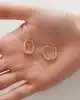 Yarım Taşlı Altın Dörtgen Küpe