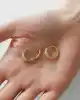 Taşlı Altın Halka Küpe