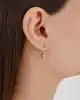 Taşlı Altın Çiçek Küpe