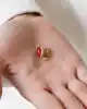 Akik Taşlı Altın Küpe