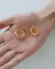 Altın Dokulu Bold Halka Küpe