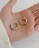 Beyaz Altın Detaylı Taşlı Halka Küpe