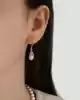 Beyaz Altın Taşlı İnci Küpe