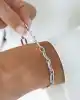 Beyaz Altın Taşlı Zincir Bileklik