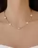 Beyaz Mineli Altın Yonca Kolye