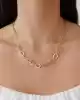 Beyaz Mineli Halkalı Zincir Kolye