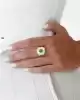 Beyaz Mineli Yeşil Taşlı Yüzük