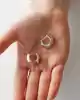 Geo Formlu Beyaz Altın Halka Küpe